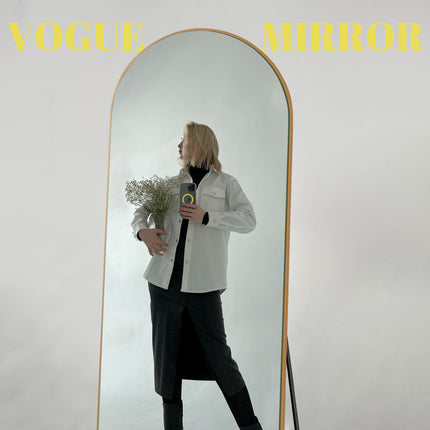 Mirror Black&Gold Full Body Floor Mirror Standing Hanging or Leaning Wall, Wall Mounted Mirror  Aluminum