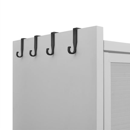 73" White Stainless Steel Textured Door Dining Hutch With Two Doors
