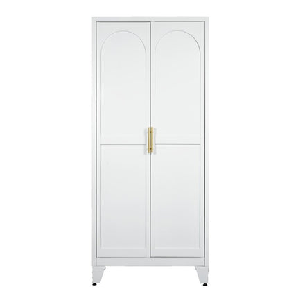 71" White Steel Pantry Or Storage Closet With Arched Panel Doors