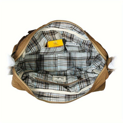 Camping Canvas Satchel Messenger Bag, Vintage Style Casual Travel Crossbody Bag