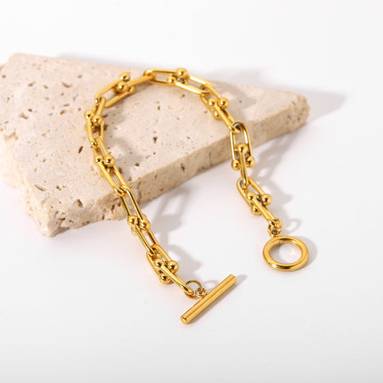 Exaggerated U-shaped Horseshoe Buckle Thick Chain Bracelet