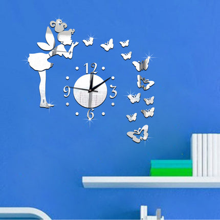 Mirror Wall Clock Stars Living Room Bedroom Personality Background Wall Clock
