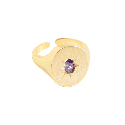 Womens Versatile Purple Zircon Brushed Ring For Every Style