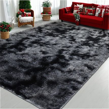 1pc Luxury Soft Faux Fur Area Mat - Ultra Soft, Modern Deep Grey Shaggy Indoor Mat, Polyester,