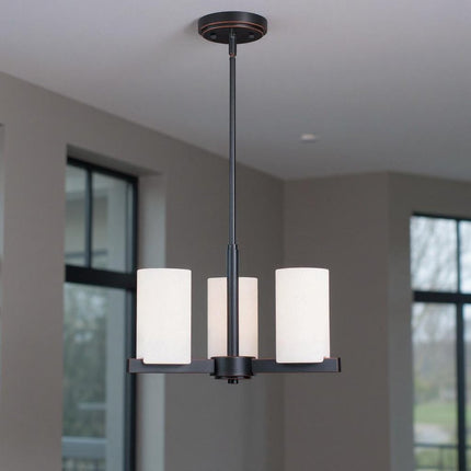 Three Light Dimmable Chandelier With Shades