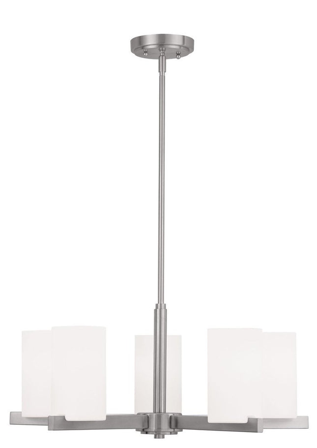 Five Light Dimmable Chandelier With Shades