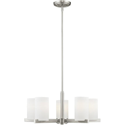 Five Light Dimmable Chandelier With Shades