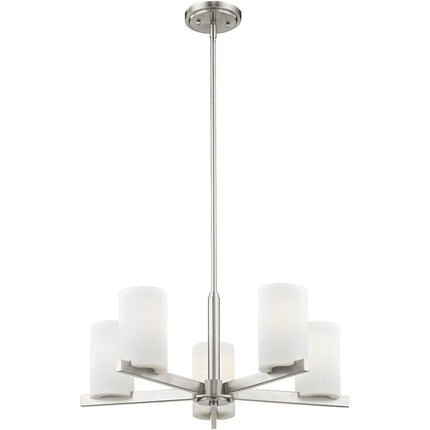 Five Light Dimmable Chandelier With Shades