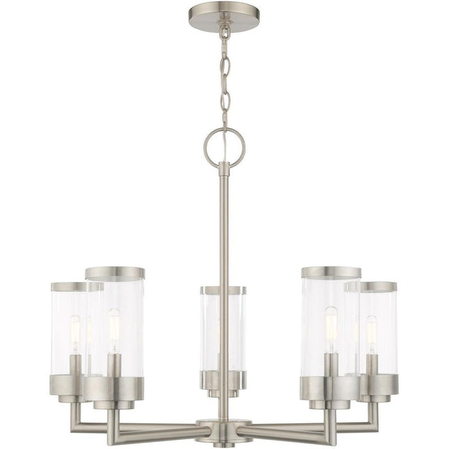 Five Light Dimmable Chandelier With Shades