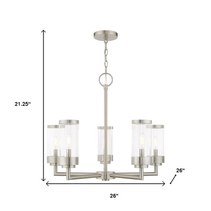 Five Light Dimmable Chandelier With Shades