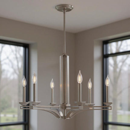 Six Light Dimmable Chandelier With Shades