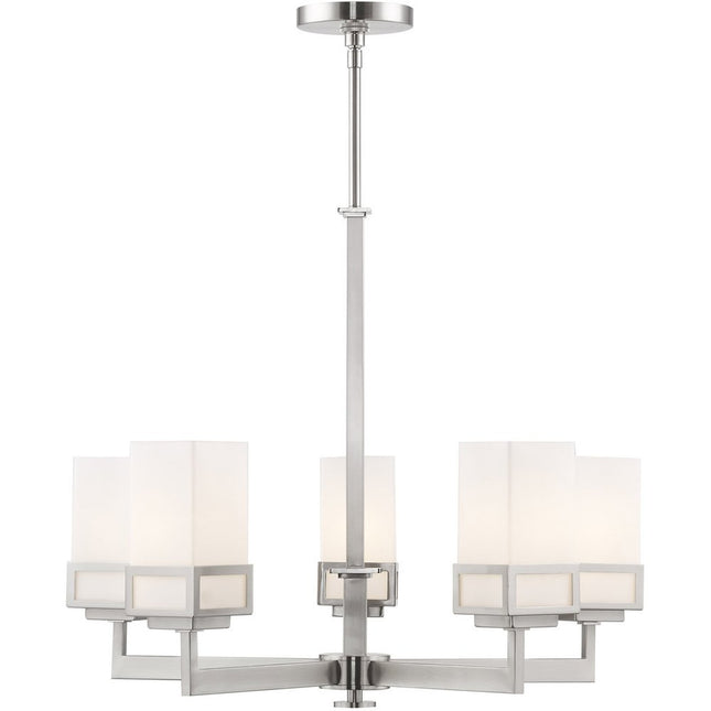 Five Light Dimmable Chandelier With Shades