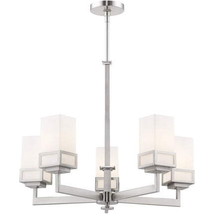 Five Light Dimmable Chandelier With Shades