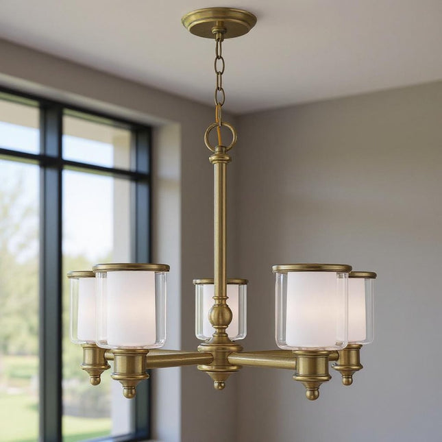 Five Light Dimmable Chandelier With Shades