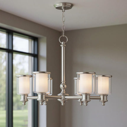 Six Light Dimmable Chandelier With Shades