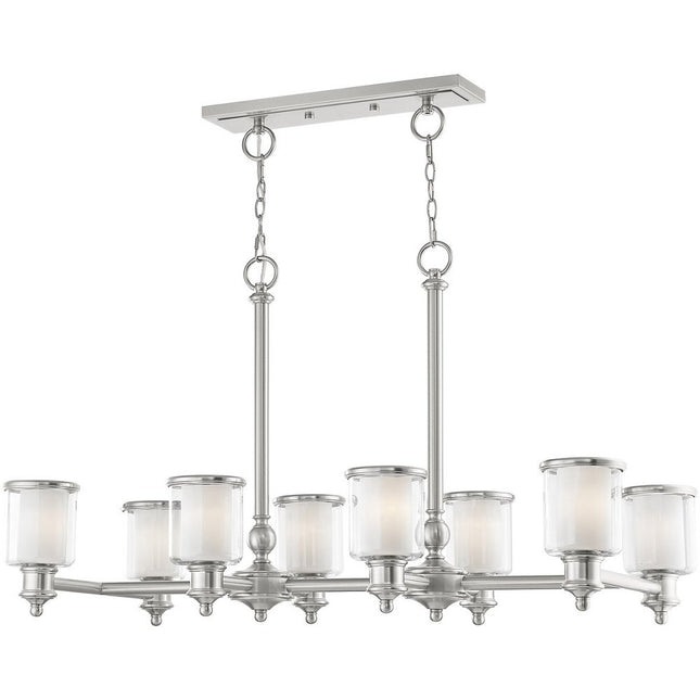 Eight Light Dimmable Chandelier With Shades