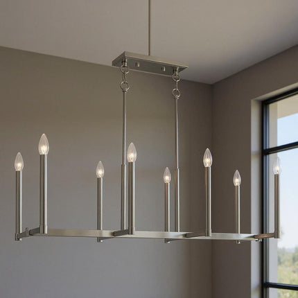 Eight Light Dimmable Chandelier With Shades