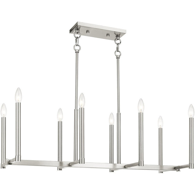 Eight Light Dimmable Chandelier With Shades