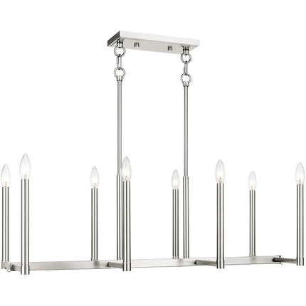 Eight Light Dimmable Chandelier With Shades