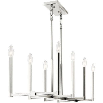 Eight Light Dimmable Chandelier With Shades