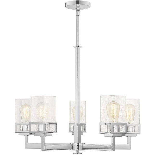 Five Light Dimmable Chandelier With Shades