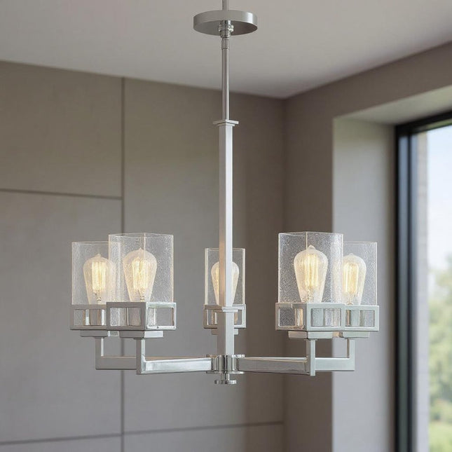 Five Light Dimmable Chandelier With Shades