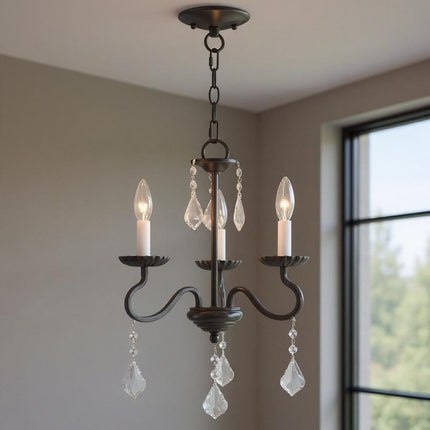 Three Light Dimmable Chandelier With Shades