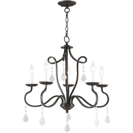 Five Light Dimmable Chandelier With Shades