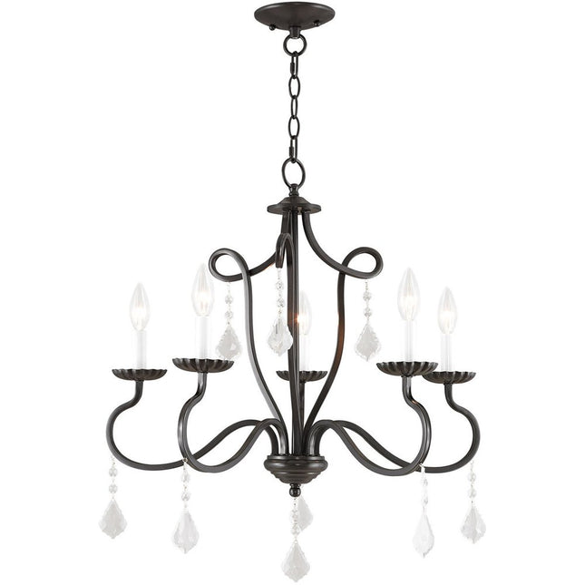 Five Light Dimmable Chandelier With Shades