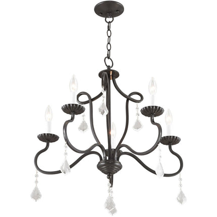 Five Light Dimmable Chandelier With Shades