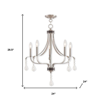 Five Light Dimmable Chandelier With Shades