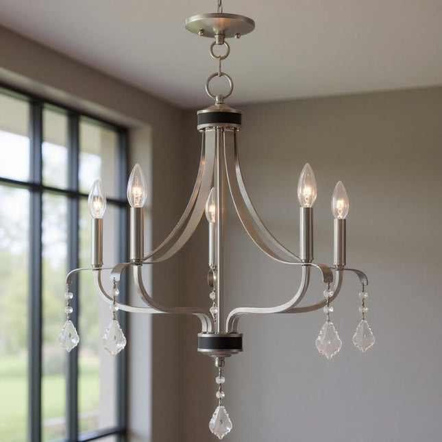 Five Light Dimmable Chandelier With Shades