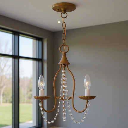 Three Light Dimmable Chandelier With Shades