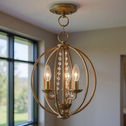 Three Light Dimmable Chandelier With Shades