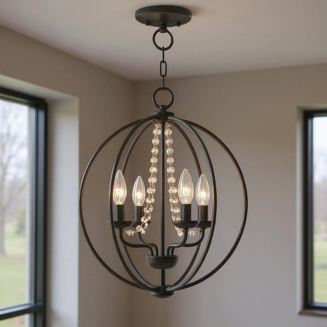 Four Light Dimmable Chandelier With Shades