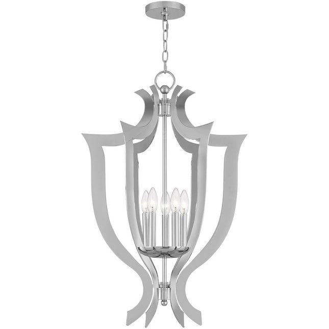 Five Light Dimmable Chandelier With Shades