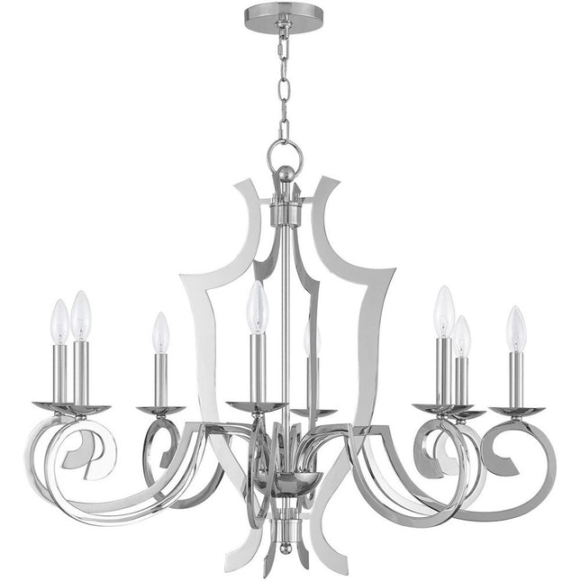 Eight Light Dimmable Chandelier With Shades