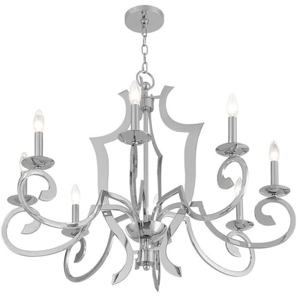 Eight Light Dimmable Chandelier With Shades