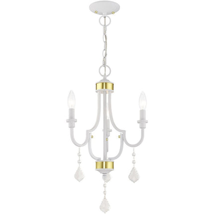 White Three Light Dimmable Chandelier With Shades