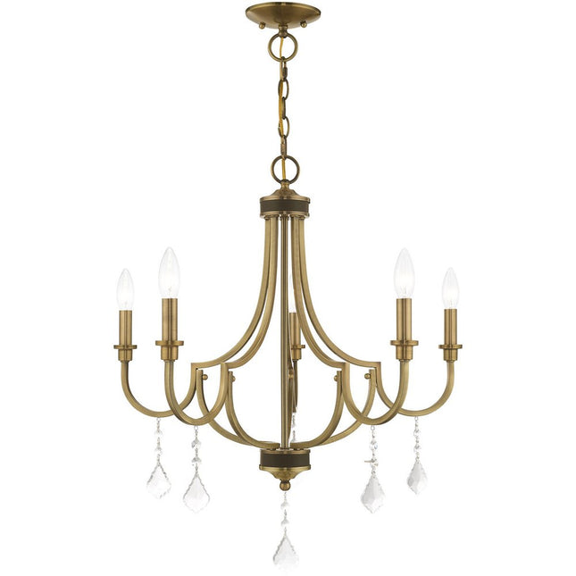 Five Light Dimmable Chandelier With Shades
