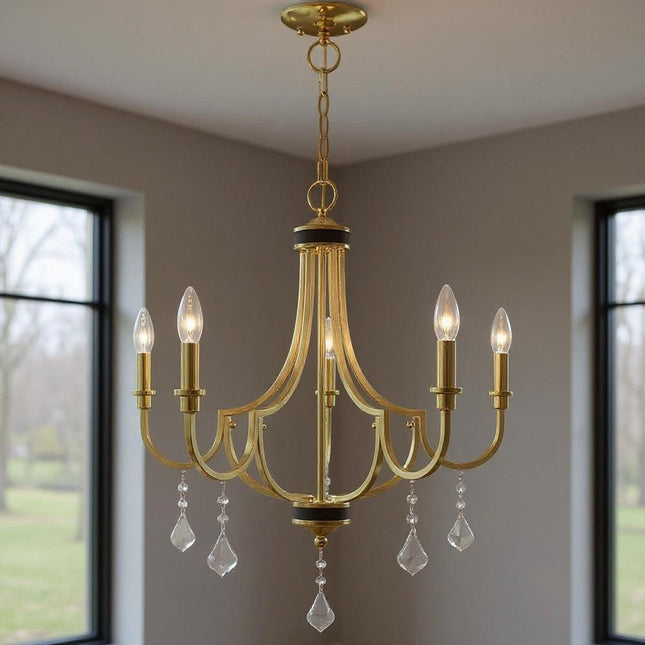 Five Light Dimmable Chandelier With Shades