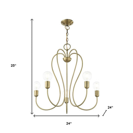 Five Light Dimmable Chandelier With Shades
