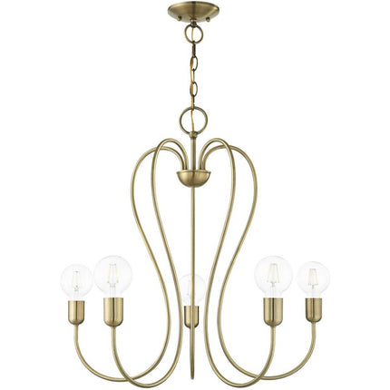 Five Light Dimmable Chandelier With Shades