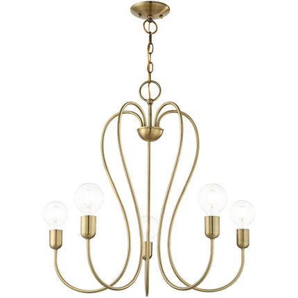 Five Light Dimmable Chandelier With Shades
