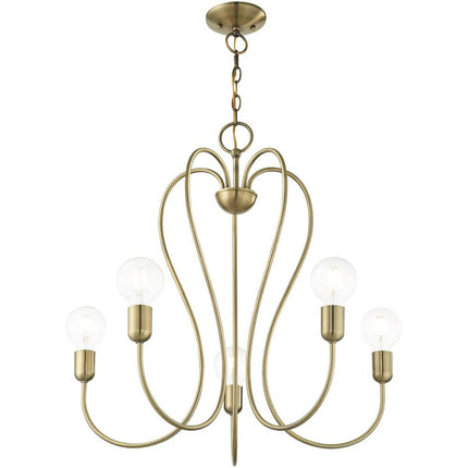 Five Light Dimmable Chandelier With Shades