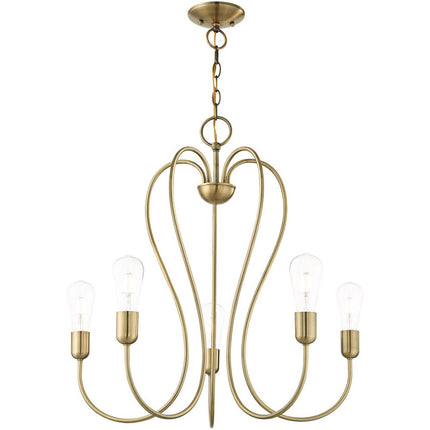 Five Light Dimmable Chandelier With Shades