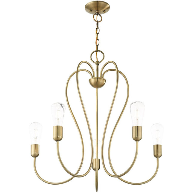 Five Light Dimmable Chandelier With Shades