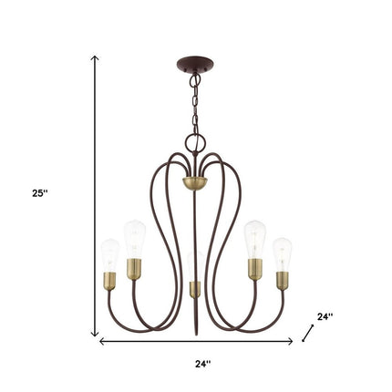Five Light Dimmable Chandelier With Shades