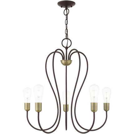 Five Light Dimmable Chandelier With Shades