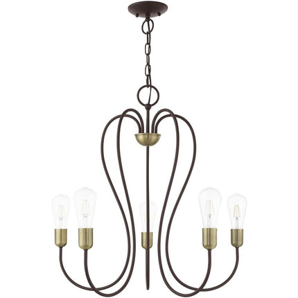 Five Light Dimmable Chandelier With Shades